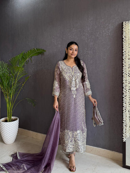 Tissue jacquard gotapatti mirror set