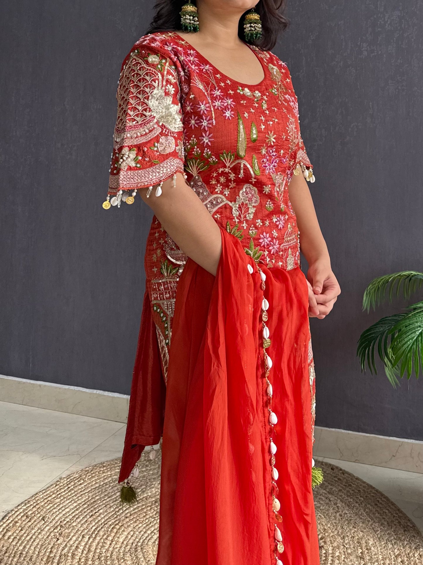 Luxurious raw silk Handwork set