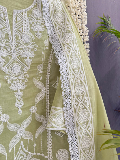 Luxurious Mul chanderi lucknowi handwork suit