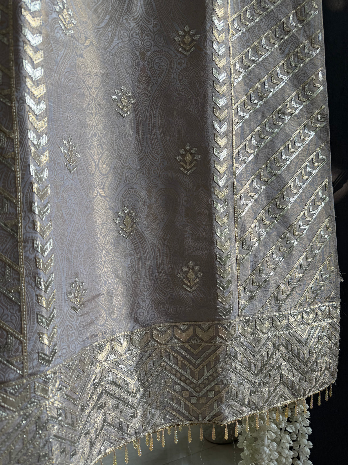 Luxurious Tissue Brocade gota appliqué work suit