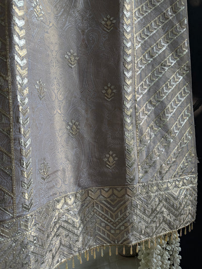 Luxurious Tissue Brocade gota appliqué work suit