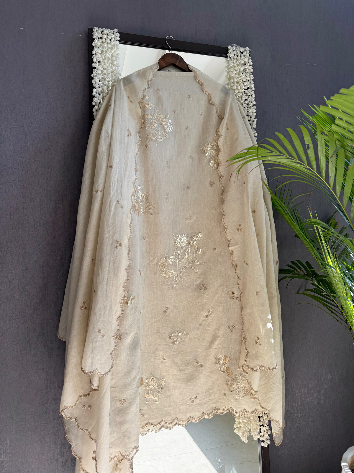 Luxurious Mul chanderi gota appliqué work suit