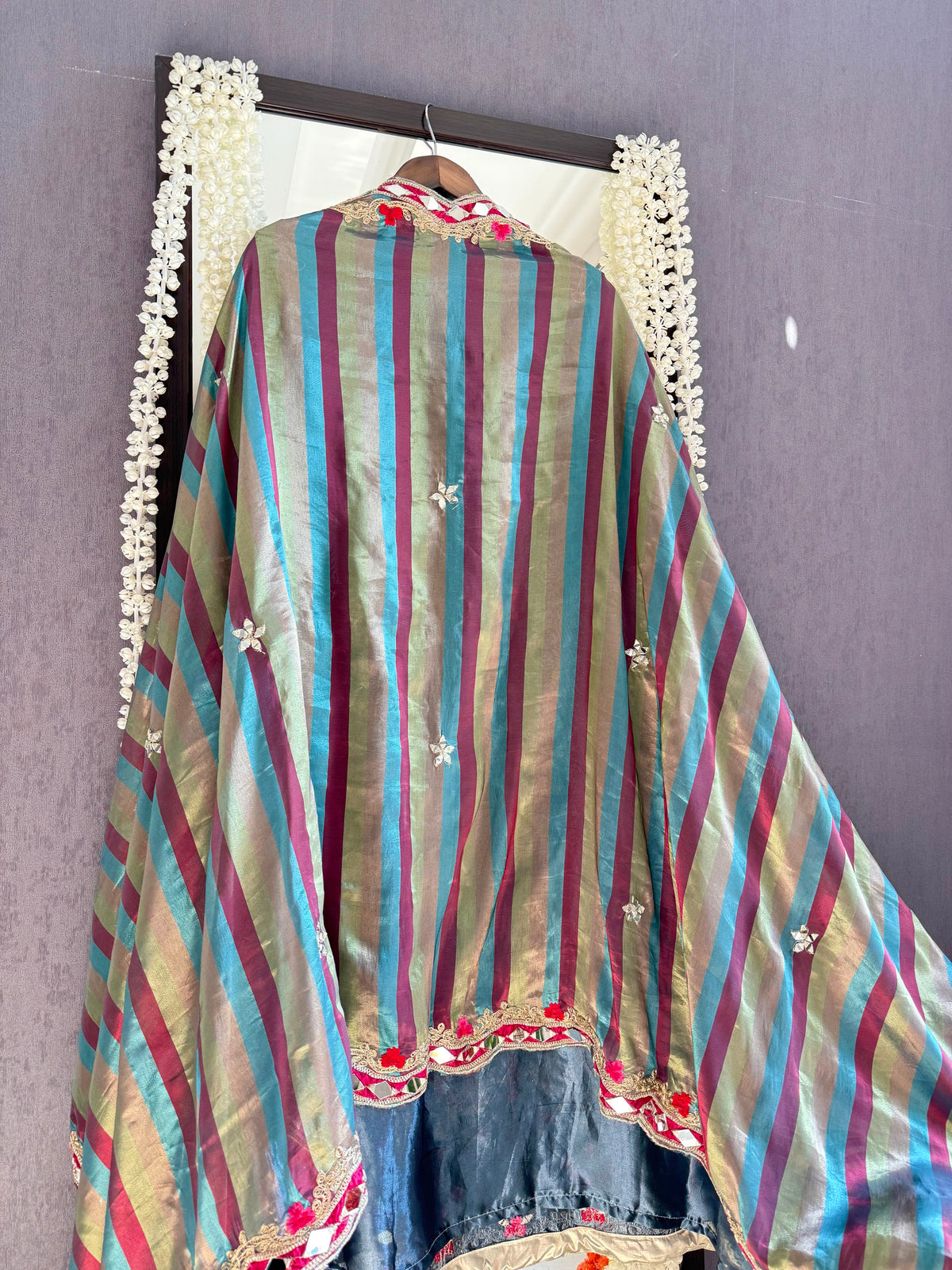 Luxurious mettalic Mirrorwork suit