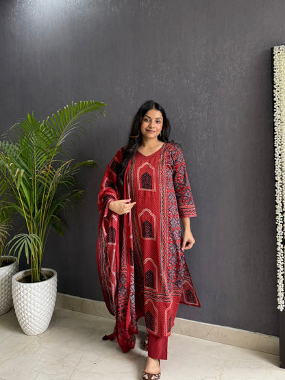 Cotton Ajrakh suit set