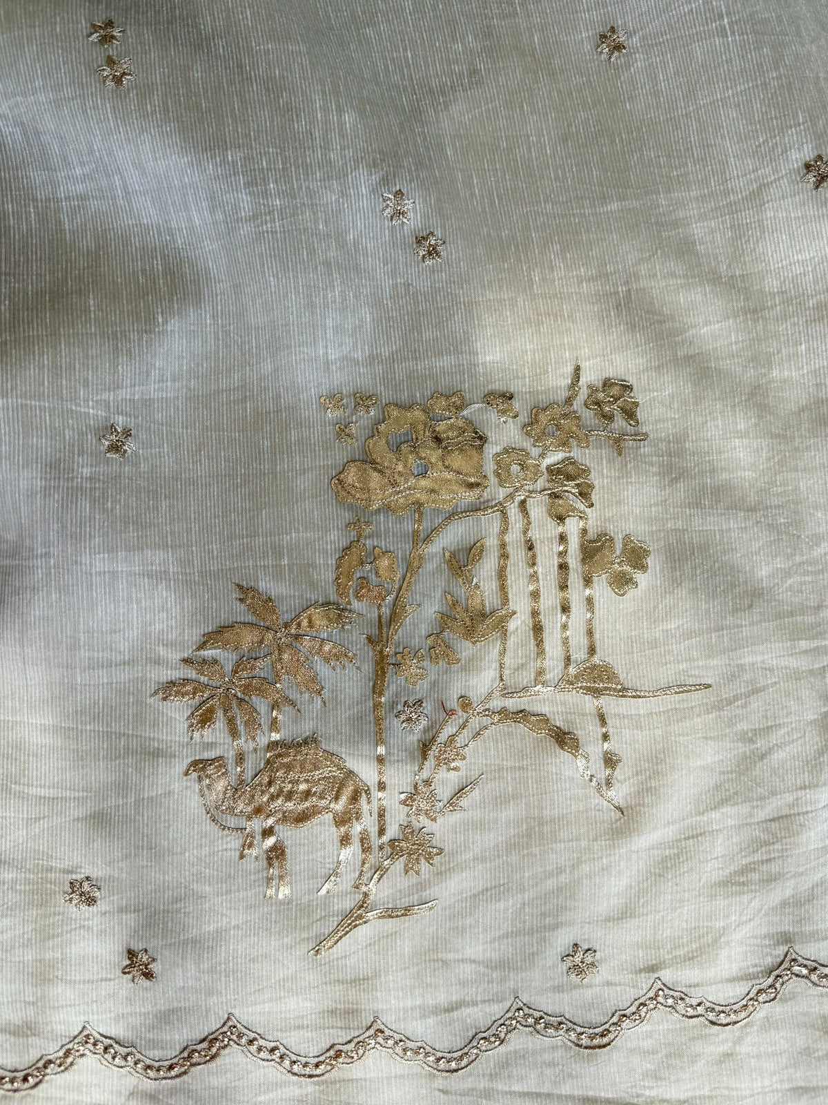 Luxurious Mul chanderi gota appliqué work suit
