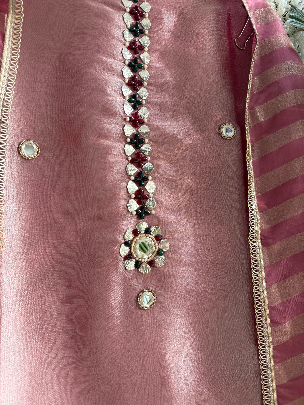 Luxurious leather patti bejewelled suit