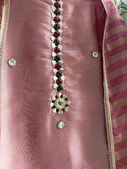 Luxurious leather patti bejewelled suit