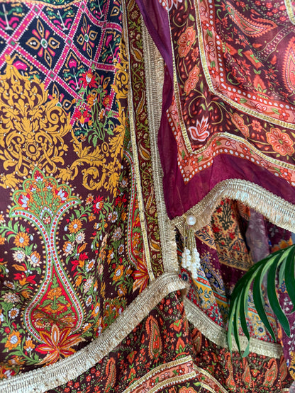 Pure satin crepe gota work suit
