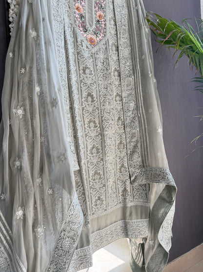 Lucknowi embroidered handwork suit