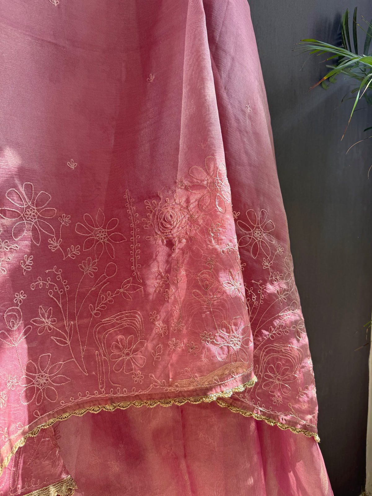Premium tissue organza aari embroidered suit