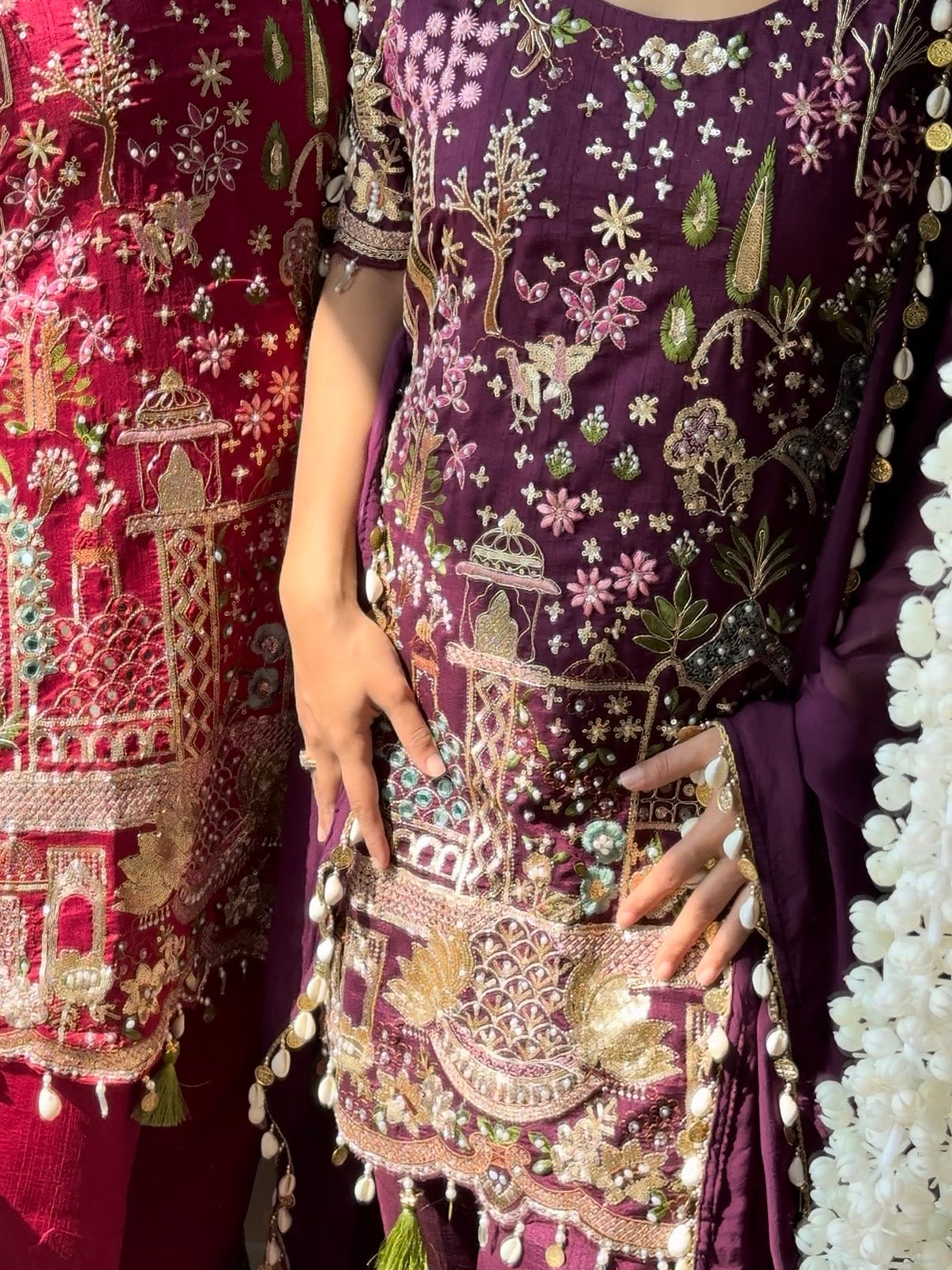 Luxurious raw silk Handwork set