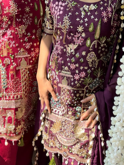 Luxurious raw silk Handwork set