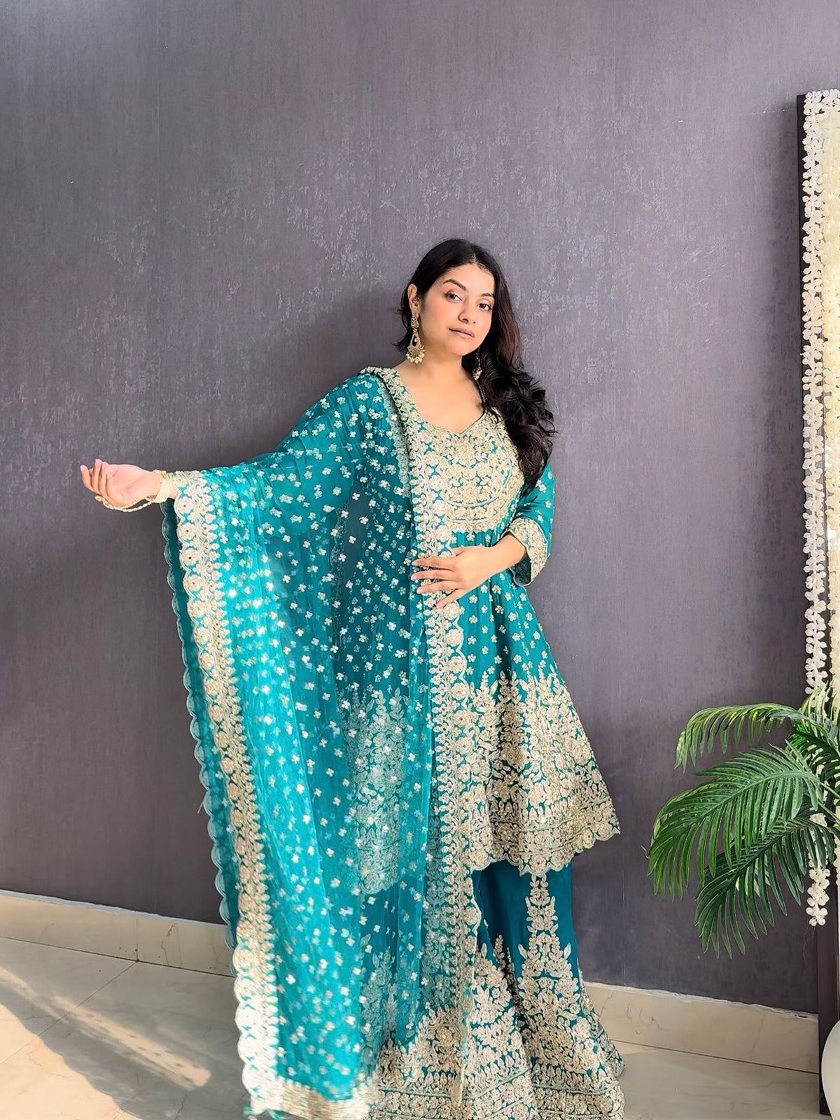 Luxurious Anarkali sharara set
