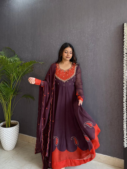 Handwork anarkali set