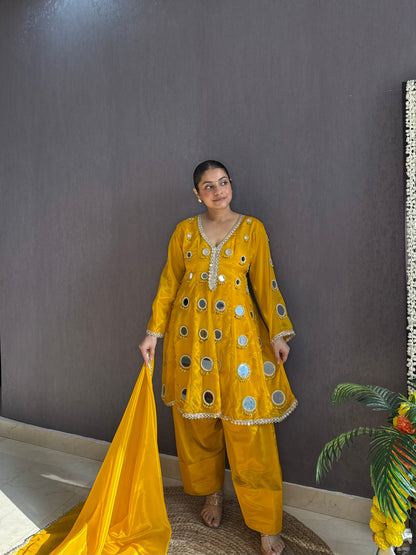 Luxurious mirrorwork farshi salwar set