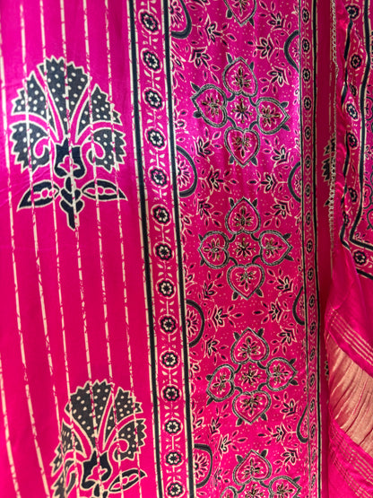 Gajji silk ajrakh Handwork suits