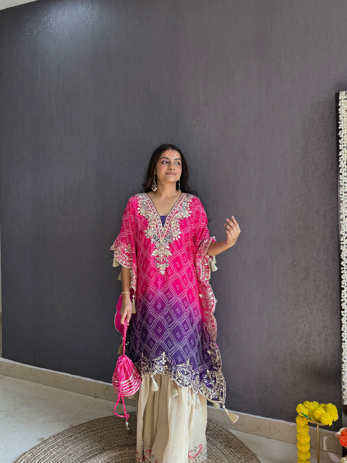 Luxurious Bandhani kaftan set