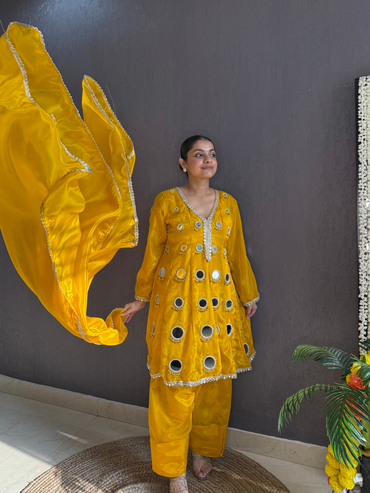 Luxurious mirrorwork farshi salwar set