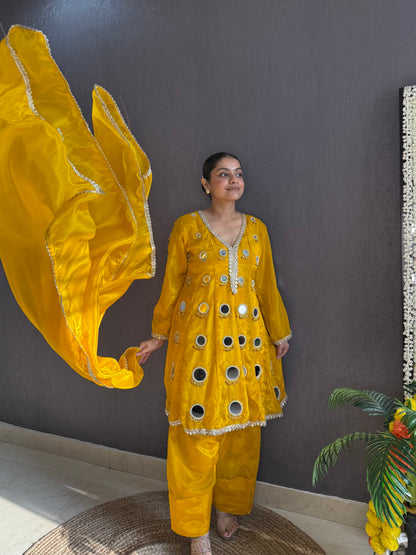 Luxurious mirrorwork farshi salwar set