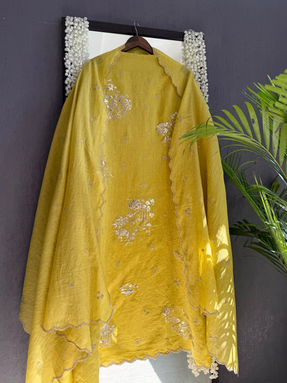 Luxurious Mul chanderi gota appliqué work suit