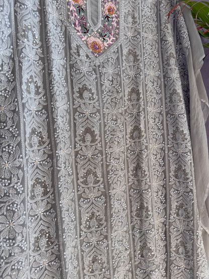 Lucknowi embroidered handwork suit