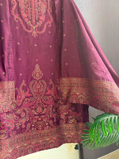 Linen kashmiri jamawar suit