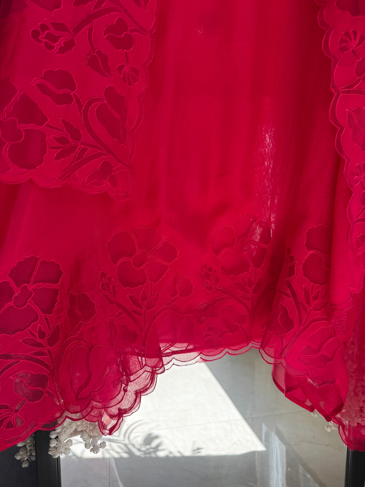 Organza monochromatic appliqué suit