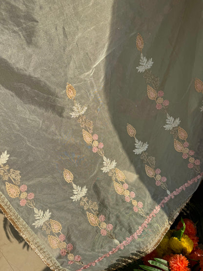 Premium tissue linen silk hand embroidered suit