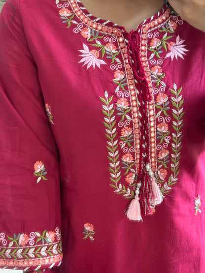 Premium mul cotton elephant and lotus embroidered suit