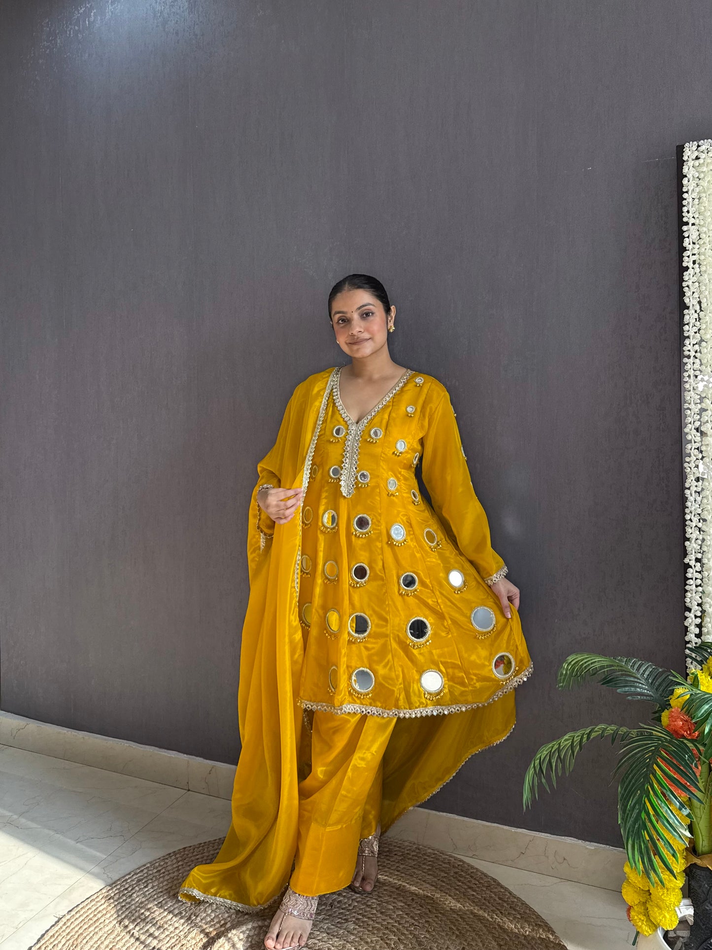 Luxurious mirrorwork farshi salwar set
