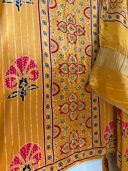 Gajji silk ajrakh Handwork suits