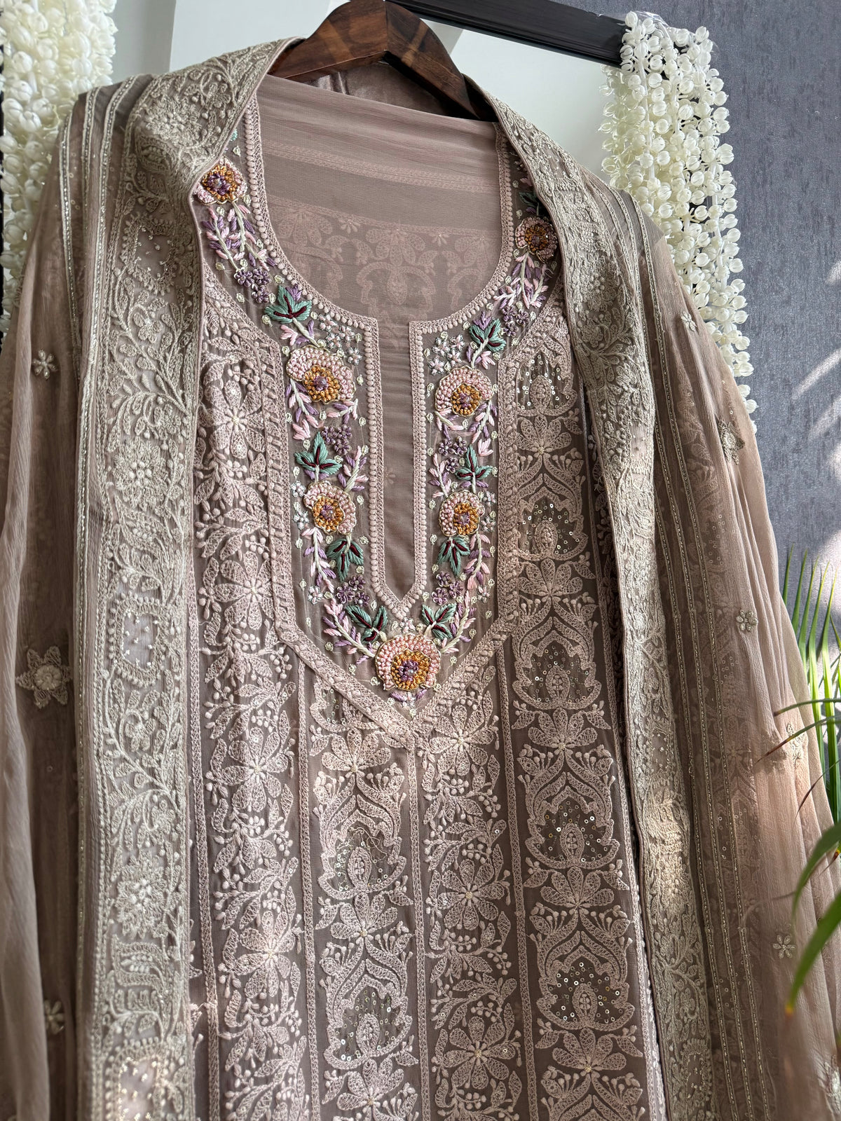 Lucknowi embroidered handwork suit