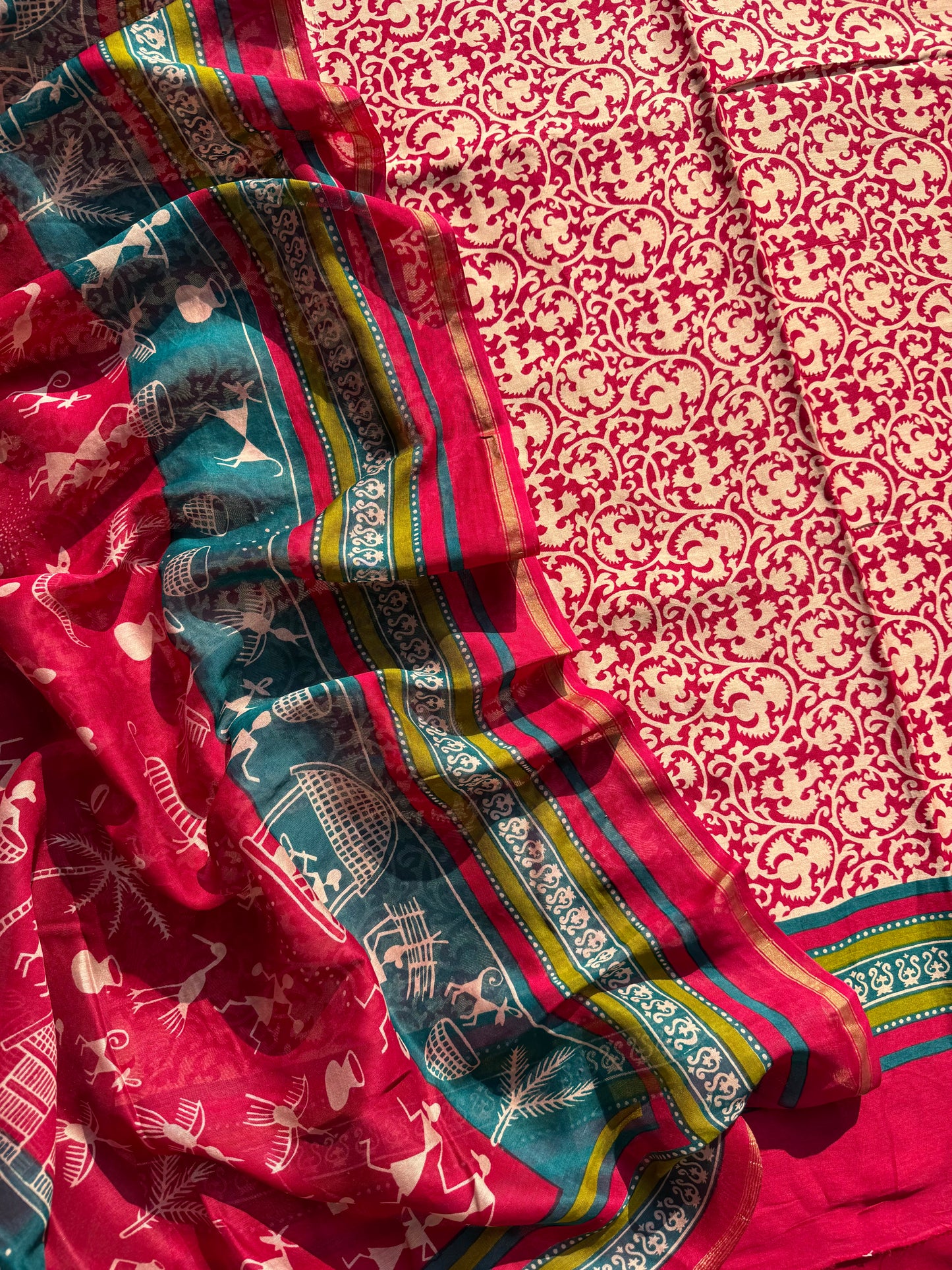 Pure Maheshwari warli art suit