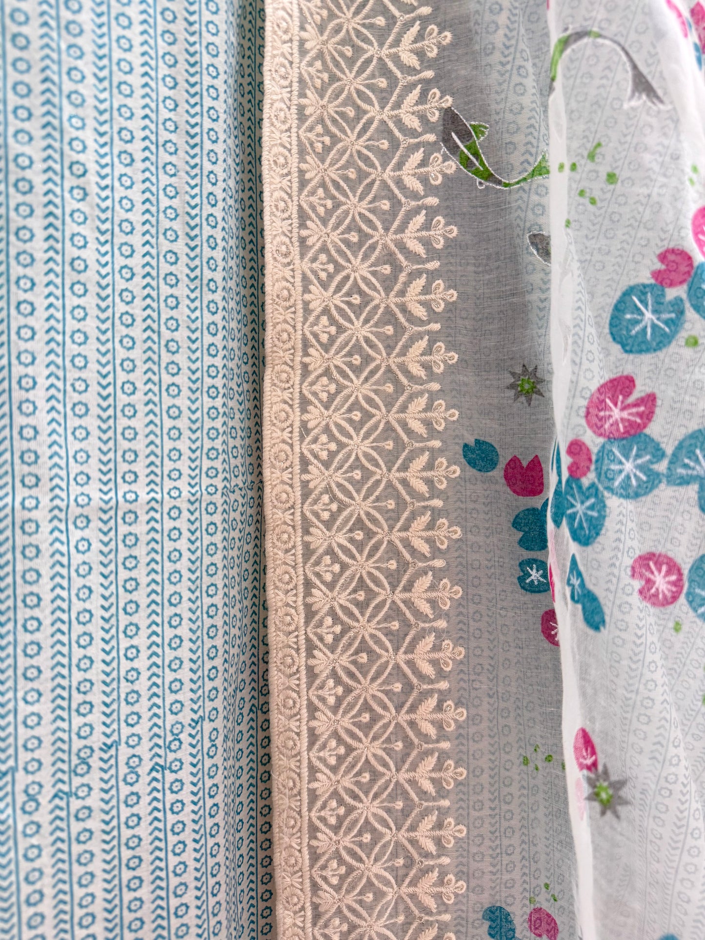 Chanderi cotton dolphins lucknowi suit