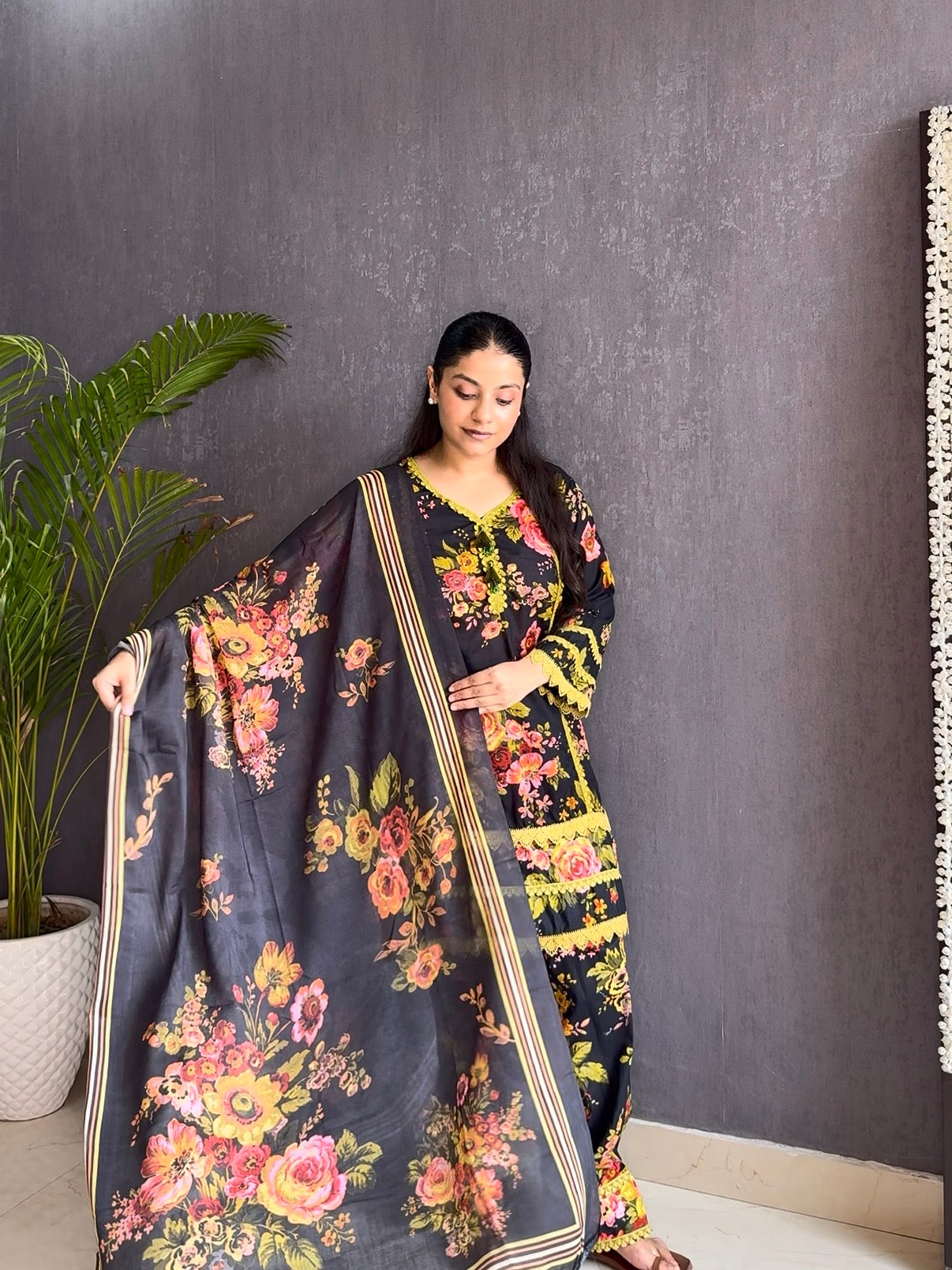 Cotton farshi floral set