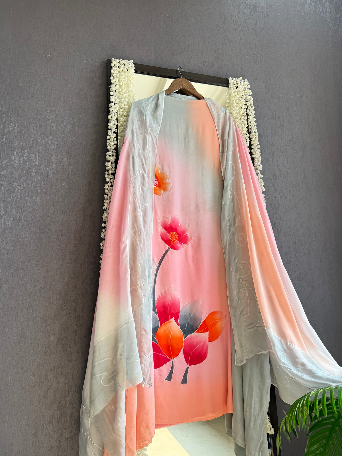 Pure crepe handpainted suit