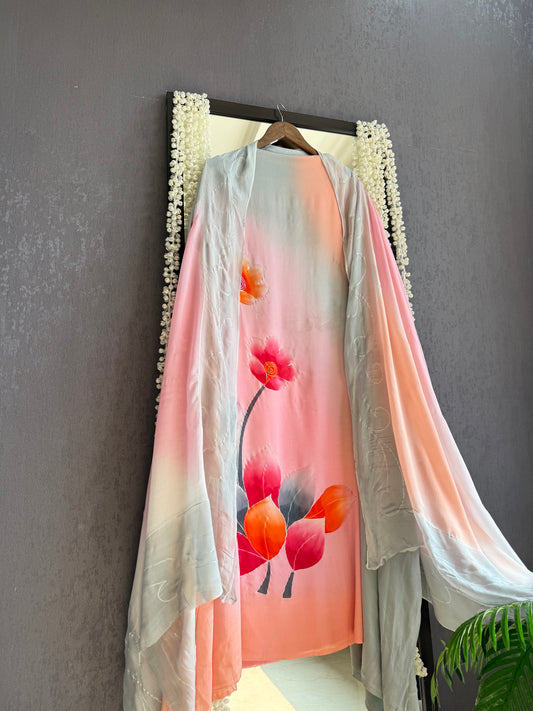 Pure crepe handpainted suit