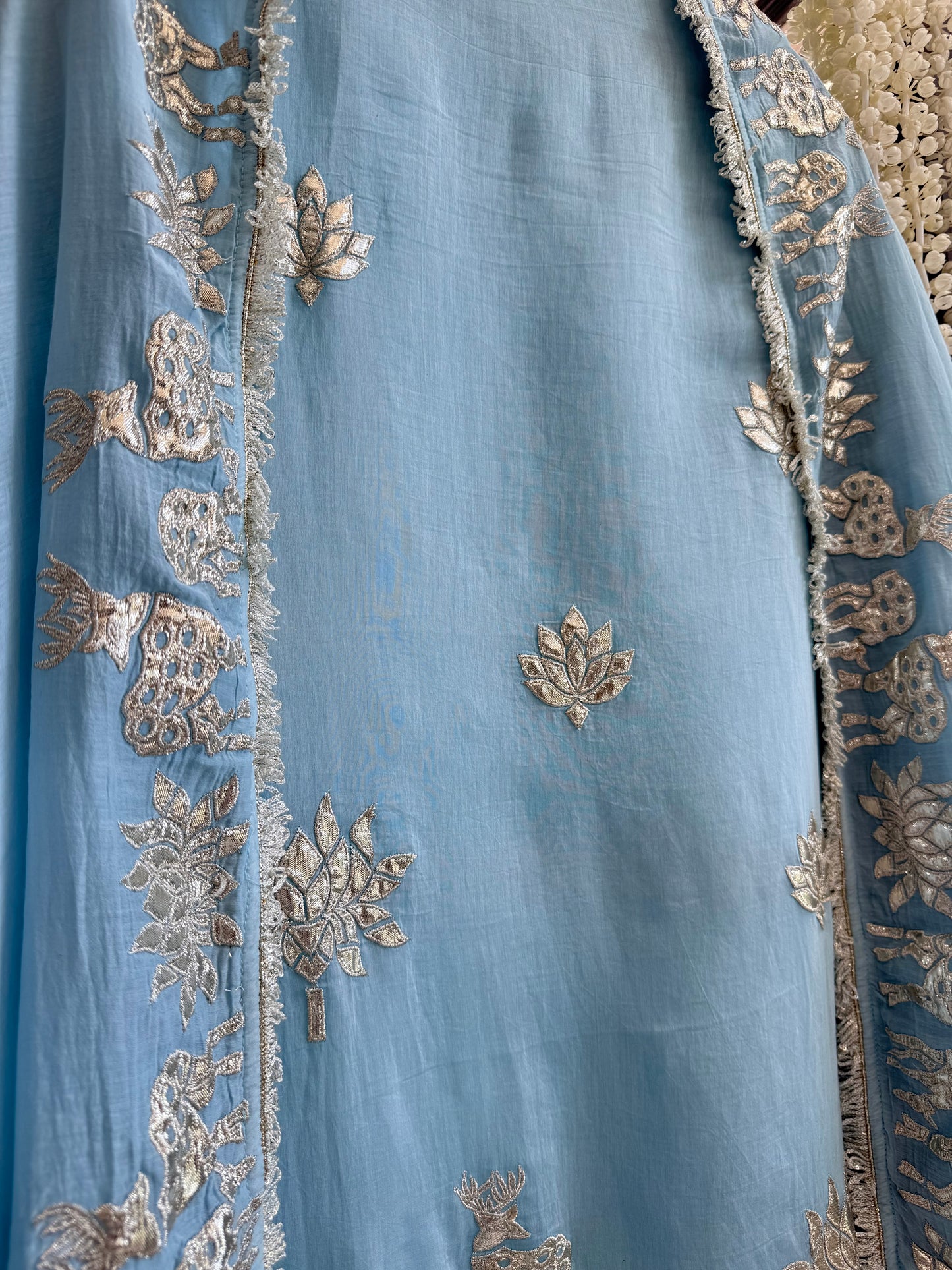 Luxurious Mul chanderi gota appliqué work suit