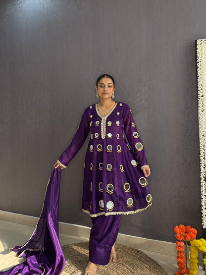 Luxurious mirrorwork farshi salwar set