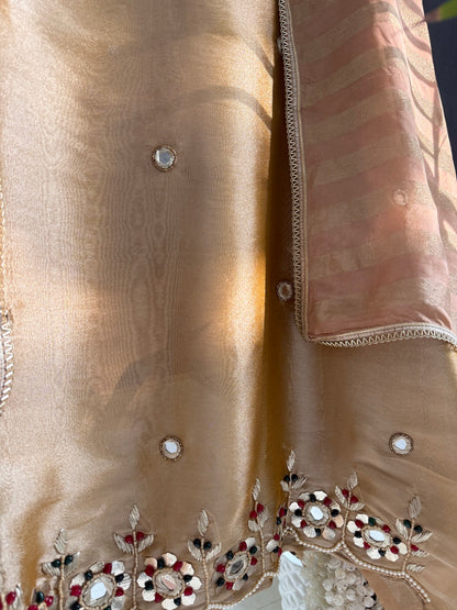 Luxurious leather patti bejewelled suit