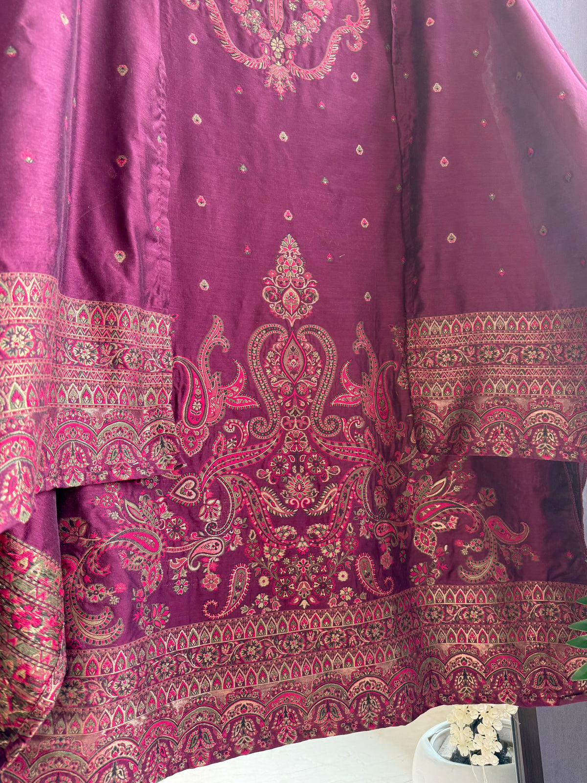 Linen kashmiri jamawar suit