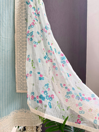 Chanderi cotton dolphins lucknowi suit