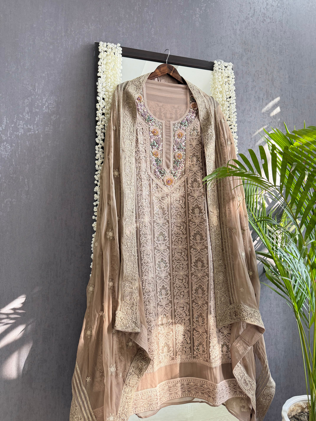 Lucknowi embroidered handwork suit