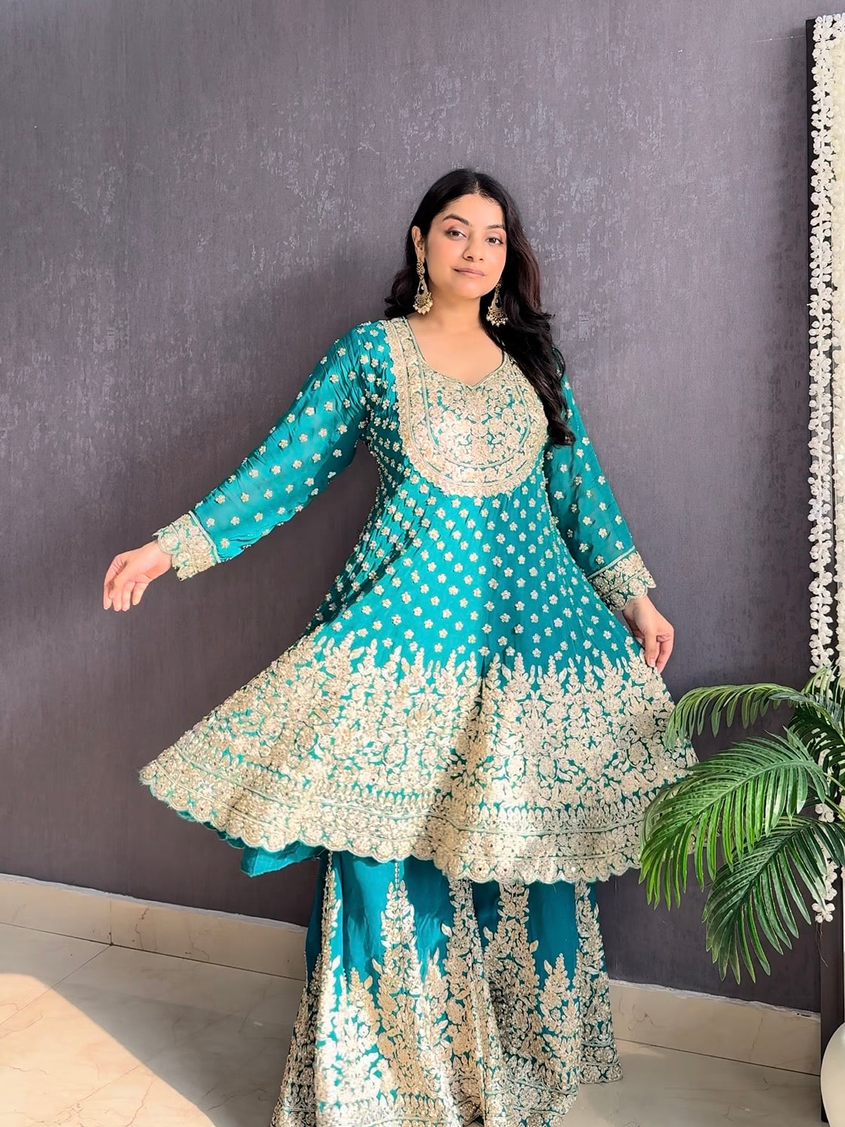 Luxurious Anarkali sharara set