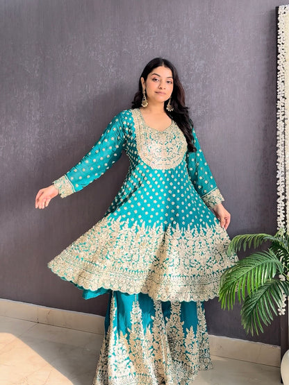 Luxurious Anarkali sharara set