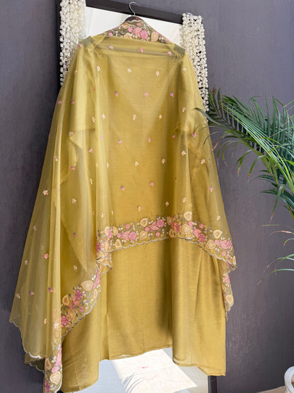 Premium tissue silk hand embroidered suit