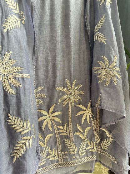 Luxurious Mul chanderi tropical trees suit