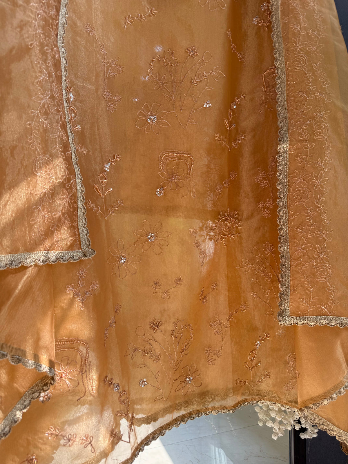 Premium tissue organza aari embroidered suit