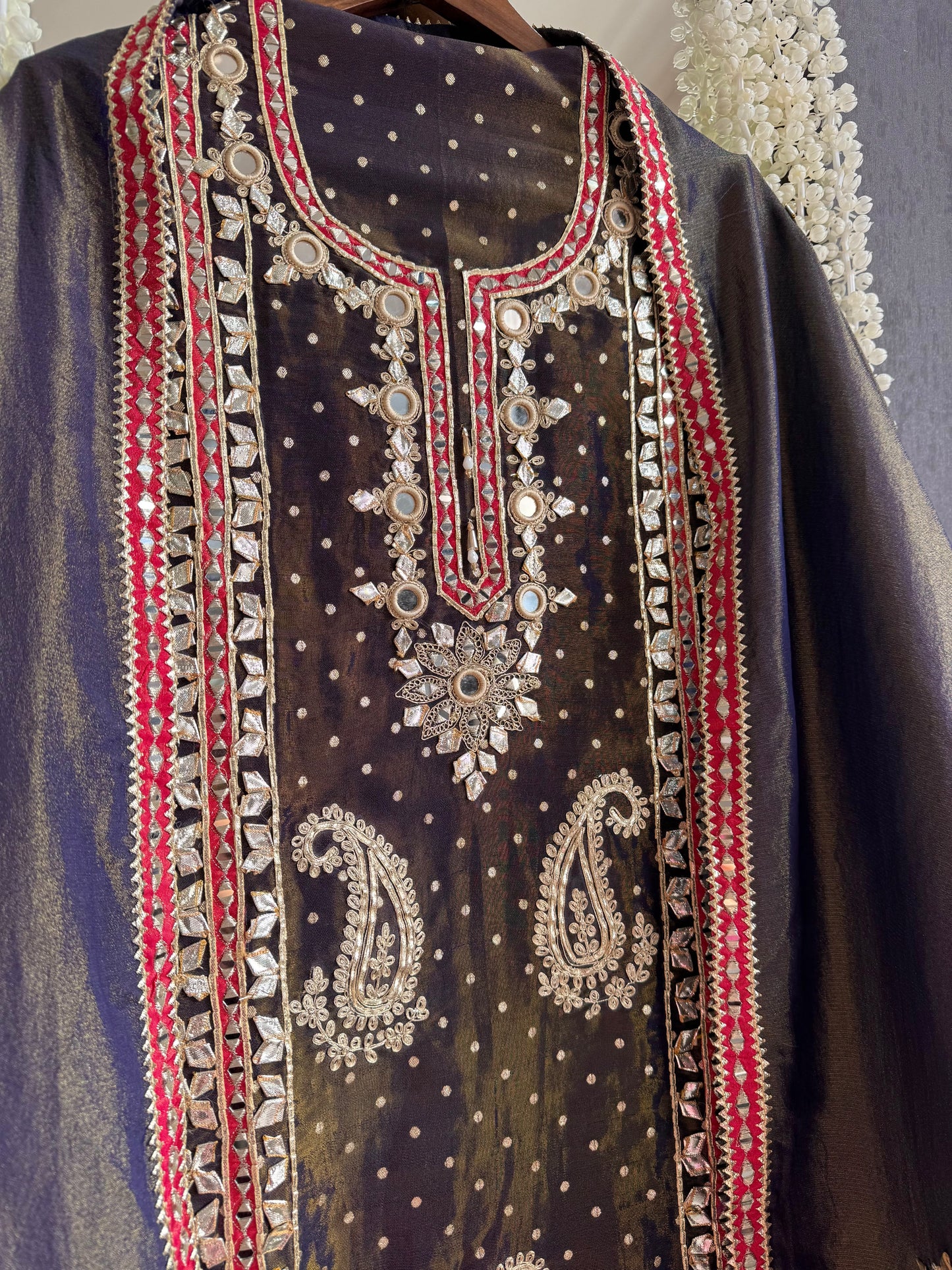 Luxurious gotapatti Mirrorwork suit