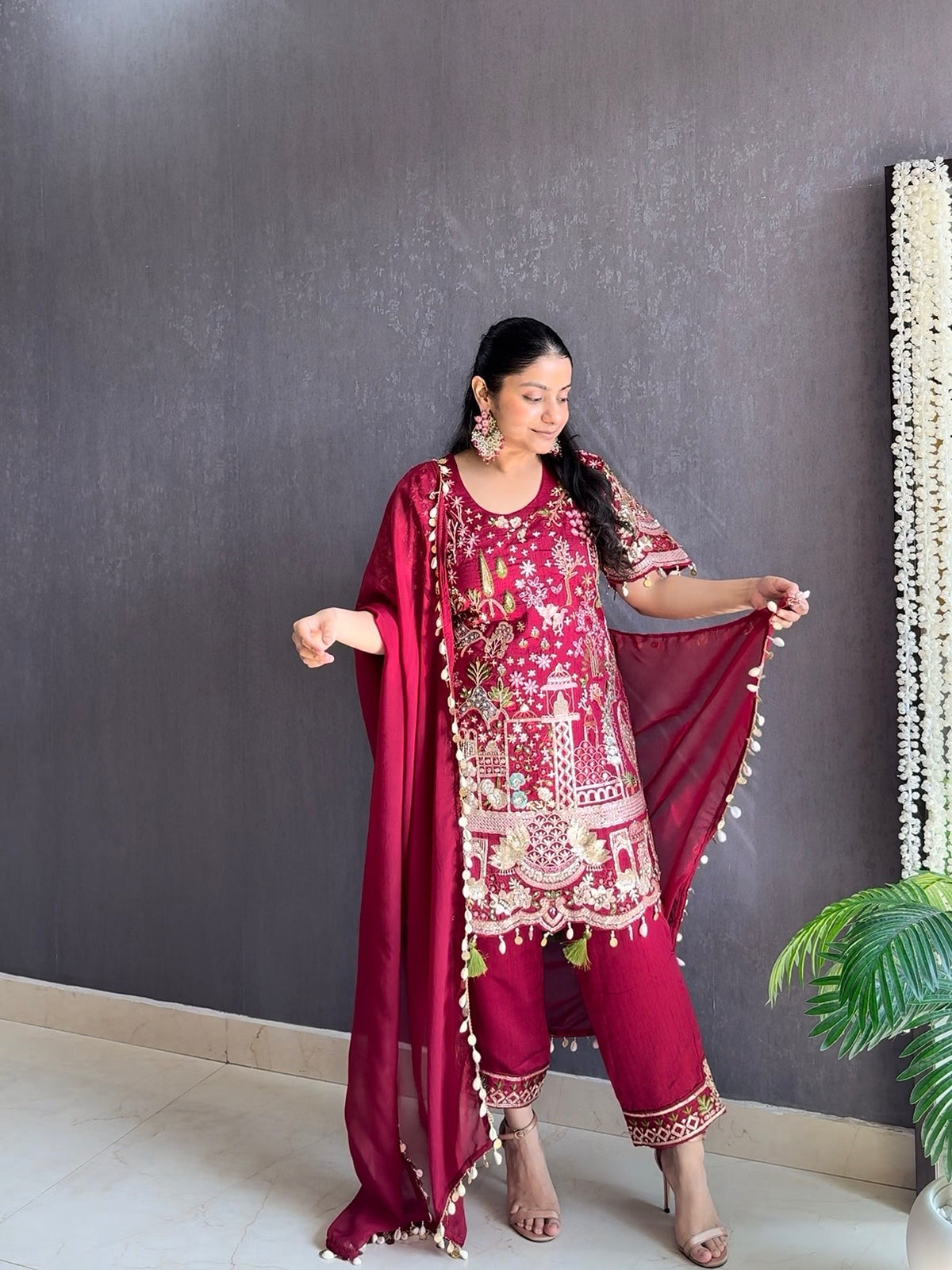 Luxurious raw silk Handwork set